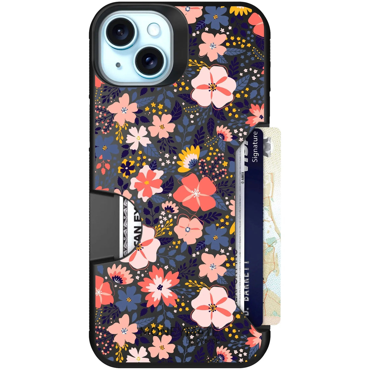 scoochzza Moneymate in Wildflowers | Slim Wallet Case with Card Holder - iPhone 15 Plus Case Only