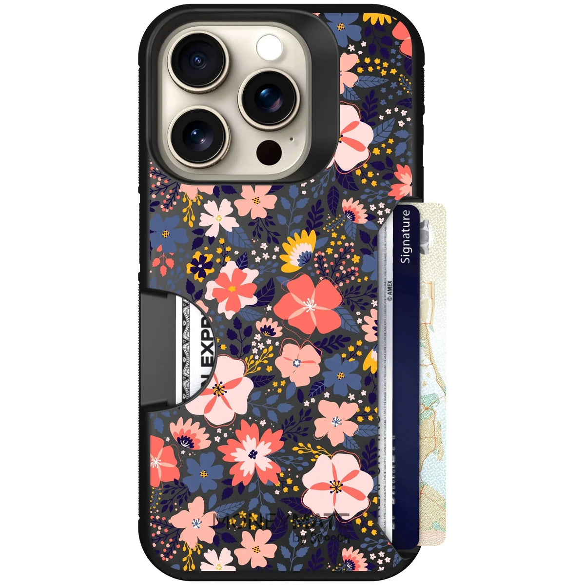 scoochzza Moneymate in Wildflowers | Slim Wallet Case with Card Holder - iPhone 15 Pro Case Only