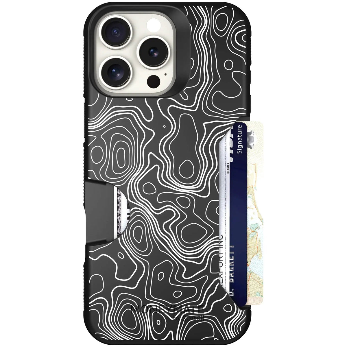 scoochzza Moneymate in Topography | Slim Wallet Case with Card Holder - iPhone 16 Pro Max Case Only