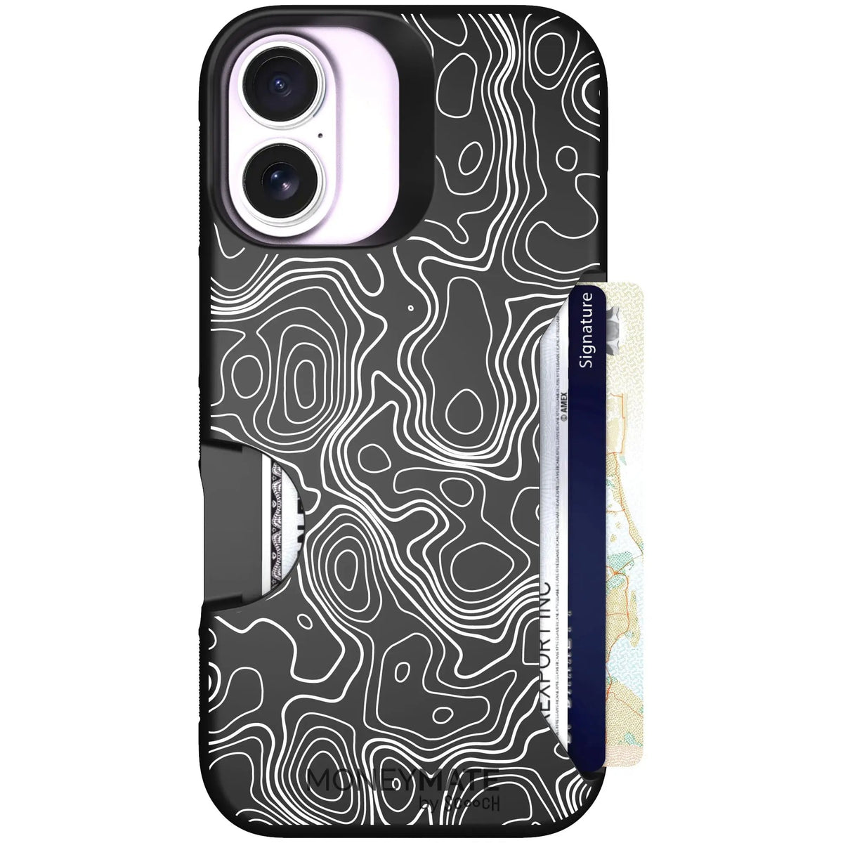 scoochzza Moneymate in Topography | Slim Wallet Case with Card Holder - iPhone 17 Case Only