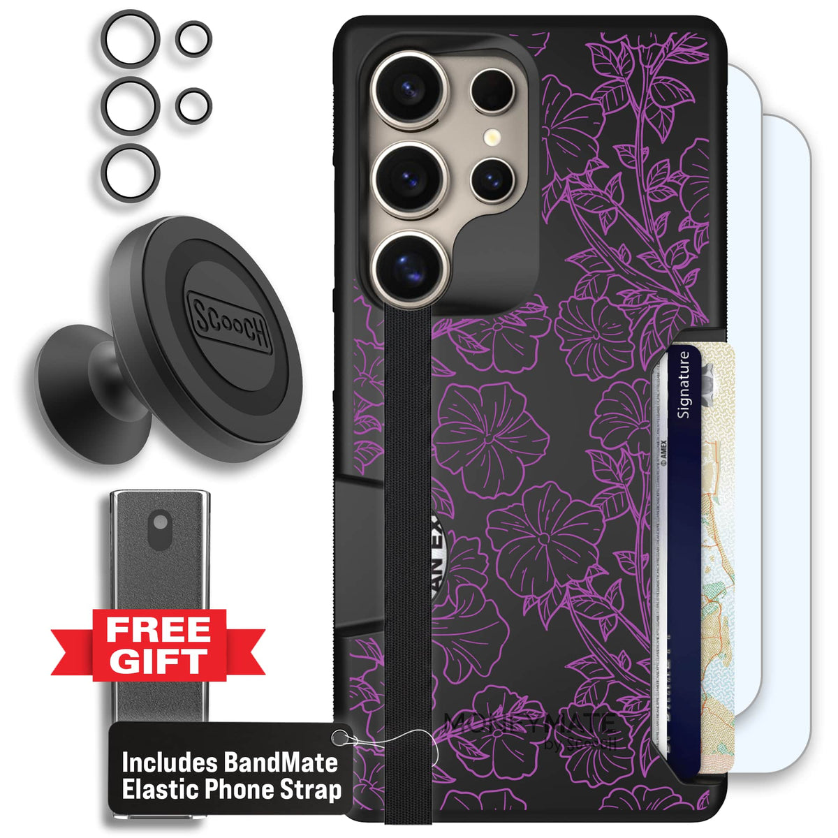 Moneymate - S25 Ultra - Purple Petunias - Defender Bundle