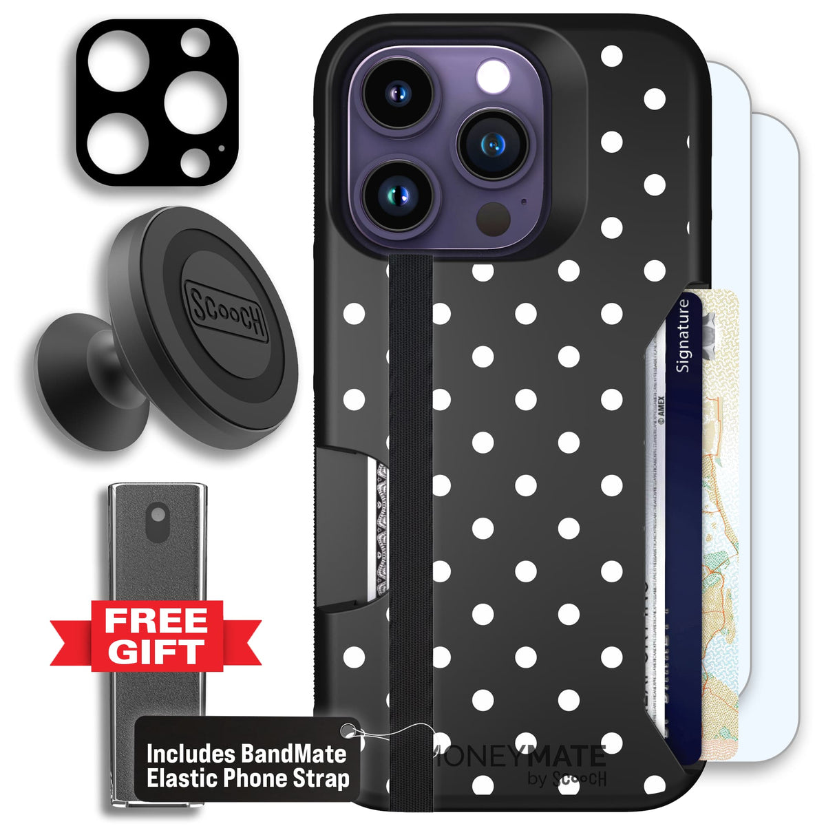 Moneymate - iPhone 14 Pro - Polka Dots - Defender Bundle