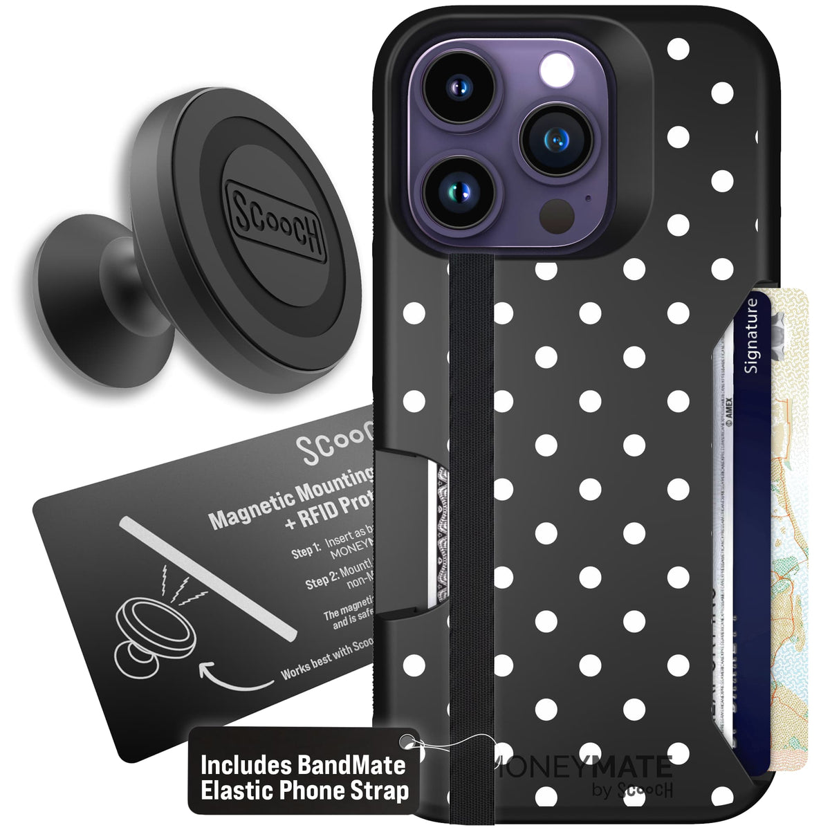 Moneymate - iPhone 14 Pro - Polka Dots - Starter Bundle