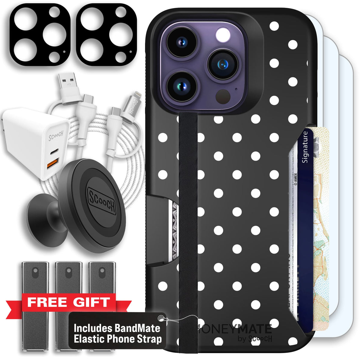 Moneymate - iPhone 14 Pro - Polka Dots - Ultimate Bundle
