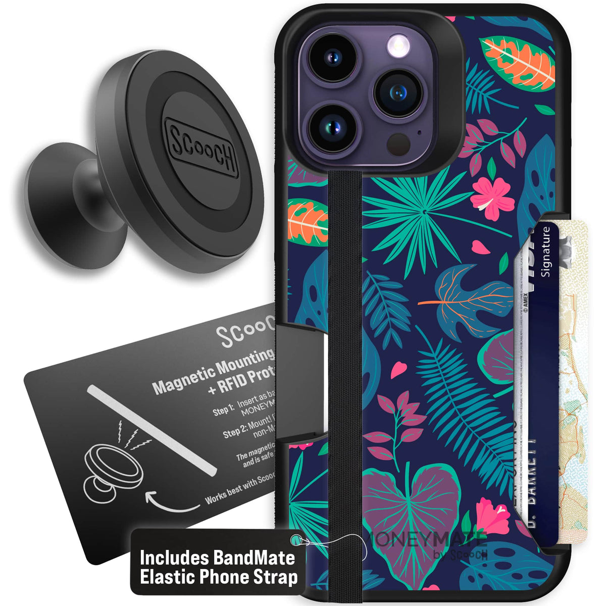 Moneymate - iPhone 14 Pro Max - Tropical Leaves - Starter Bundle