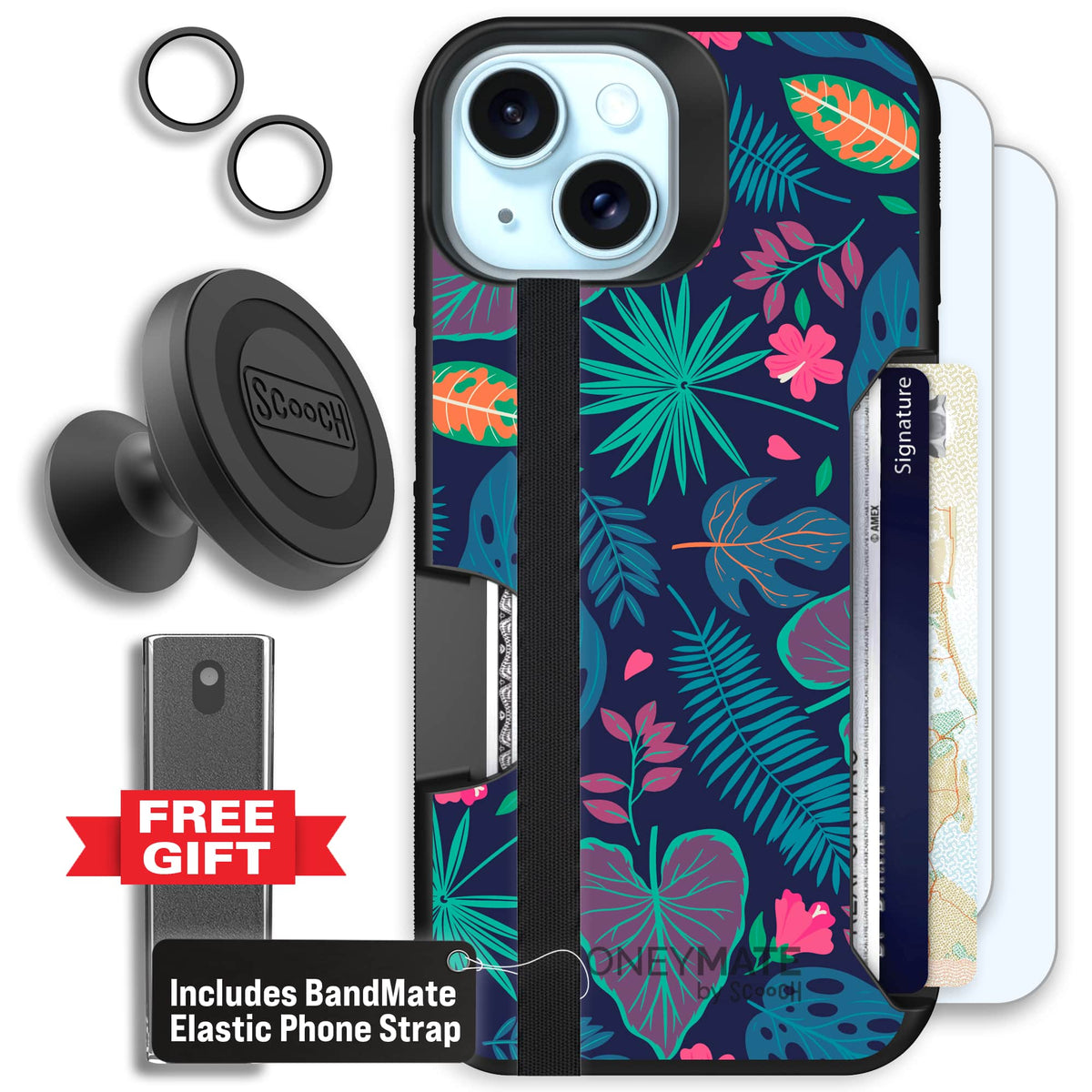 Moneymate - iPhone 15 - Tropical Leaves - Defender Bundle