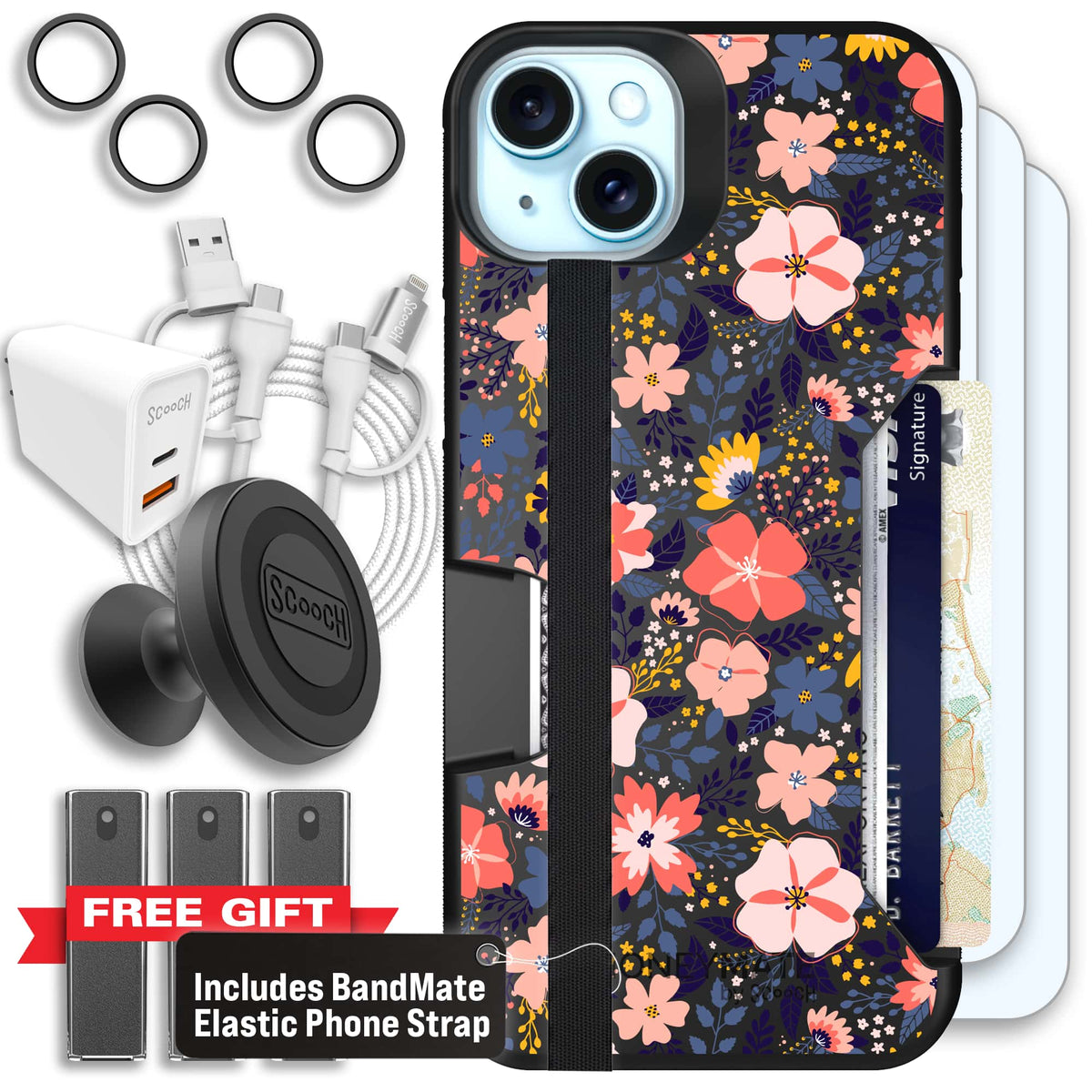 Moneymate - iPhone 15 Plus - Wildflowers - Ultimate Bundle