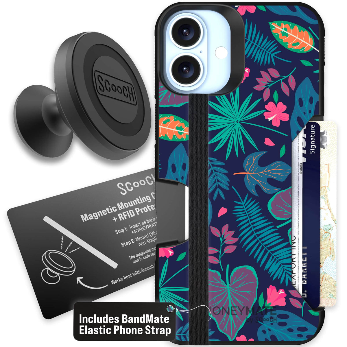 Moneymate - iPhone 16 Plus - Tropical Leaves - Starter Bundle
