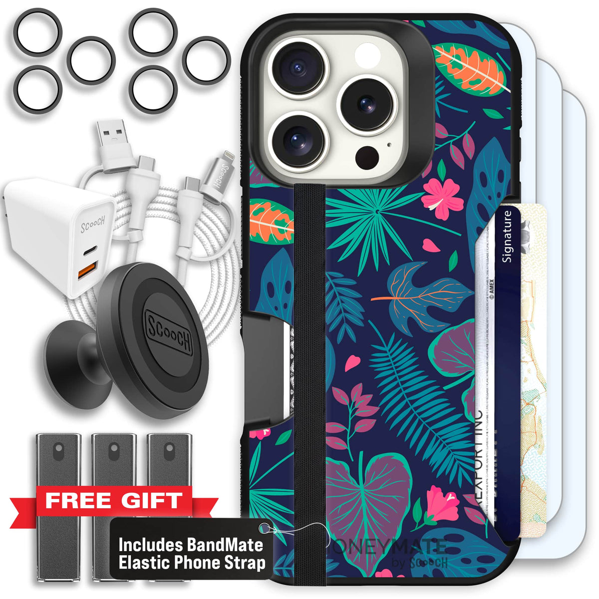Moneymate - iPhone 16 Pro - Tropical Leaves - Ultimate Bundle