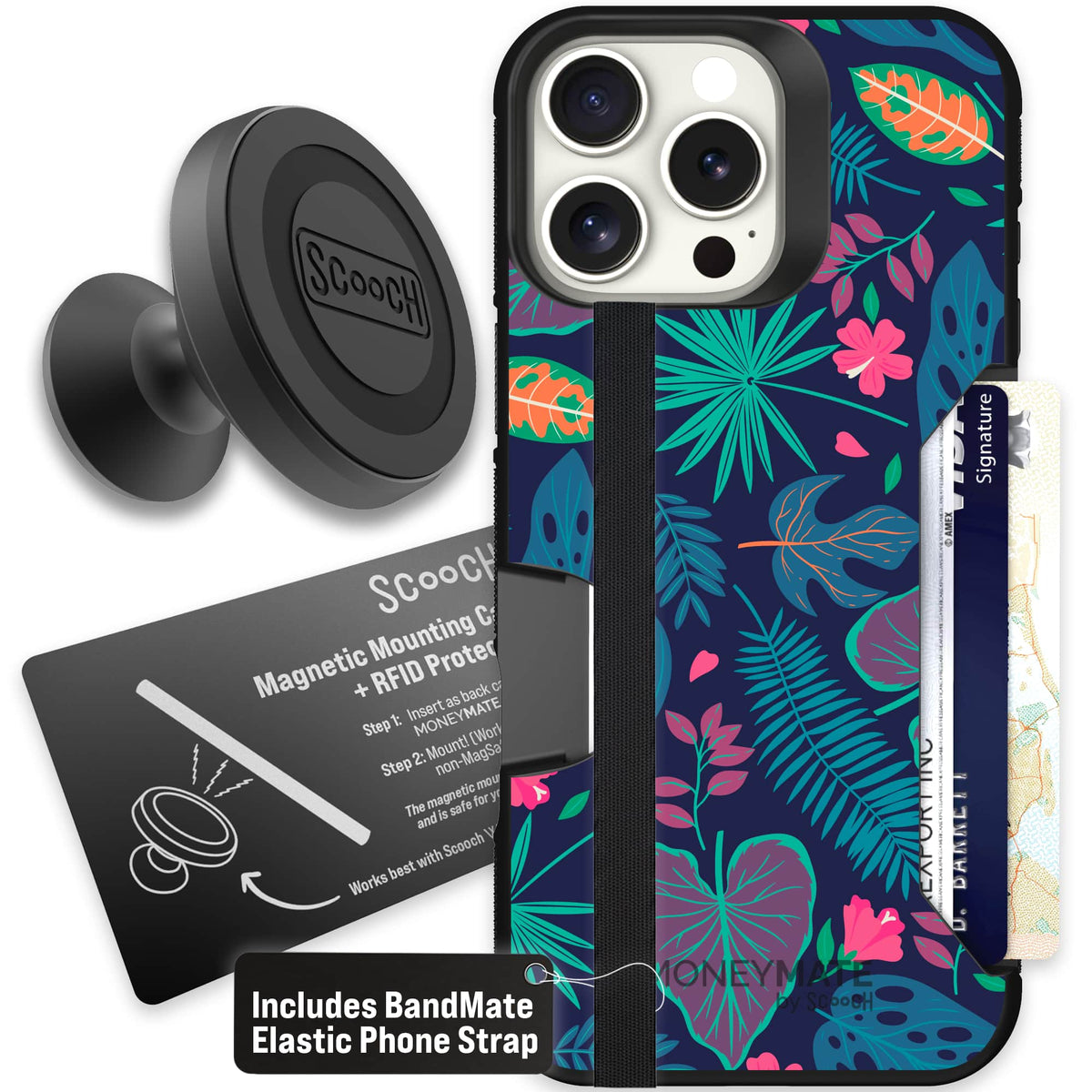 Moneymate - iPhone 16 Pro Max - Tropical Leaves - Starter Bundle