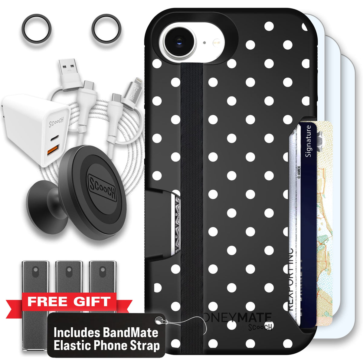 Moneymate - iPhone 16e - Polka Dots - Ultimate Bundle