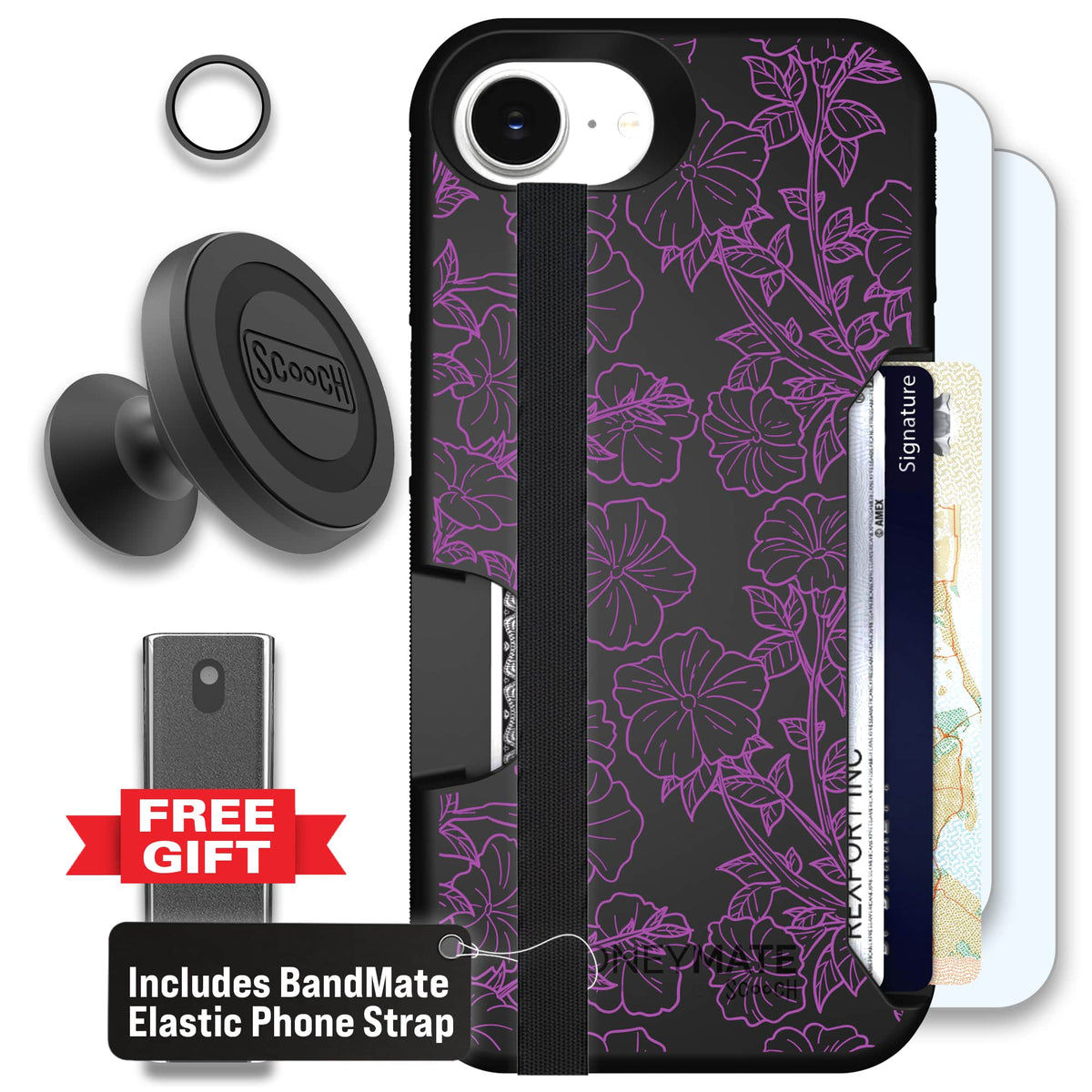 Moneymate - iPhone 16e - Purple Petunias - Defender Bundle