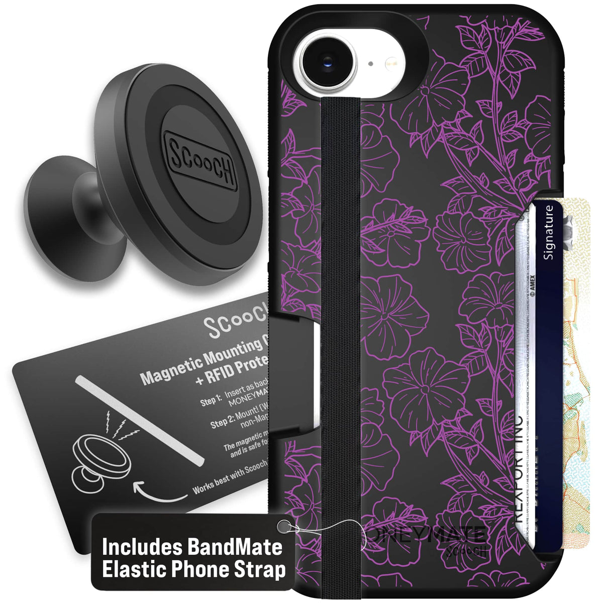 Moneymate - iPhone 16e - Purple Petunias - Starter Bundle