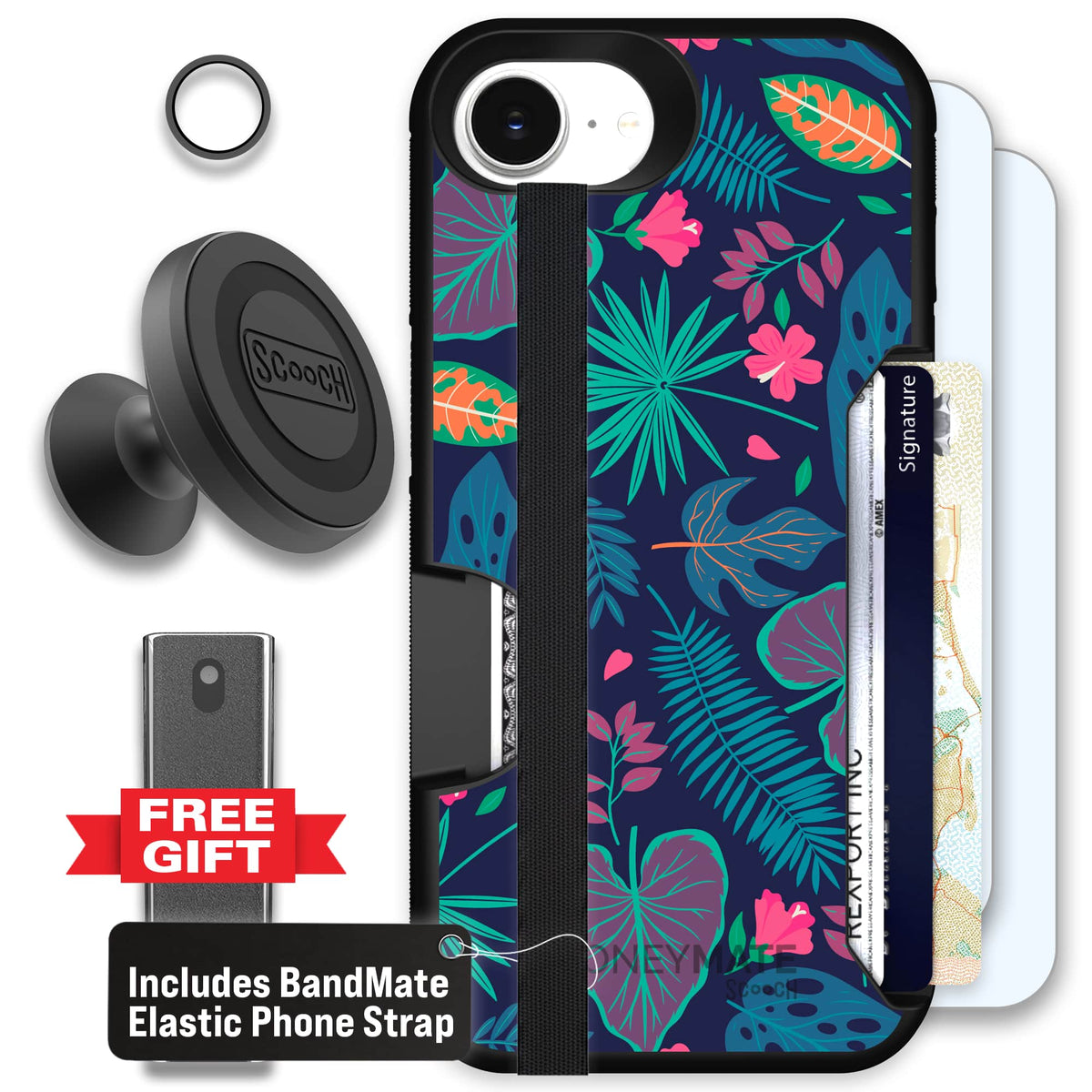 Moneymate - iPhone 16e - Tropical Leaves - Defender Bundle