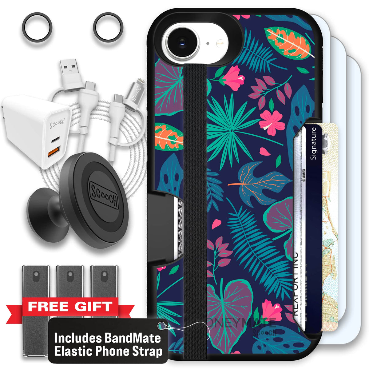 Moneymate - iPhone 16e - Tropical Leaves - Ultimate Bundle