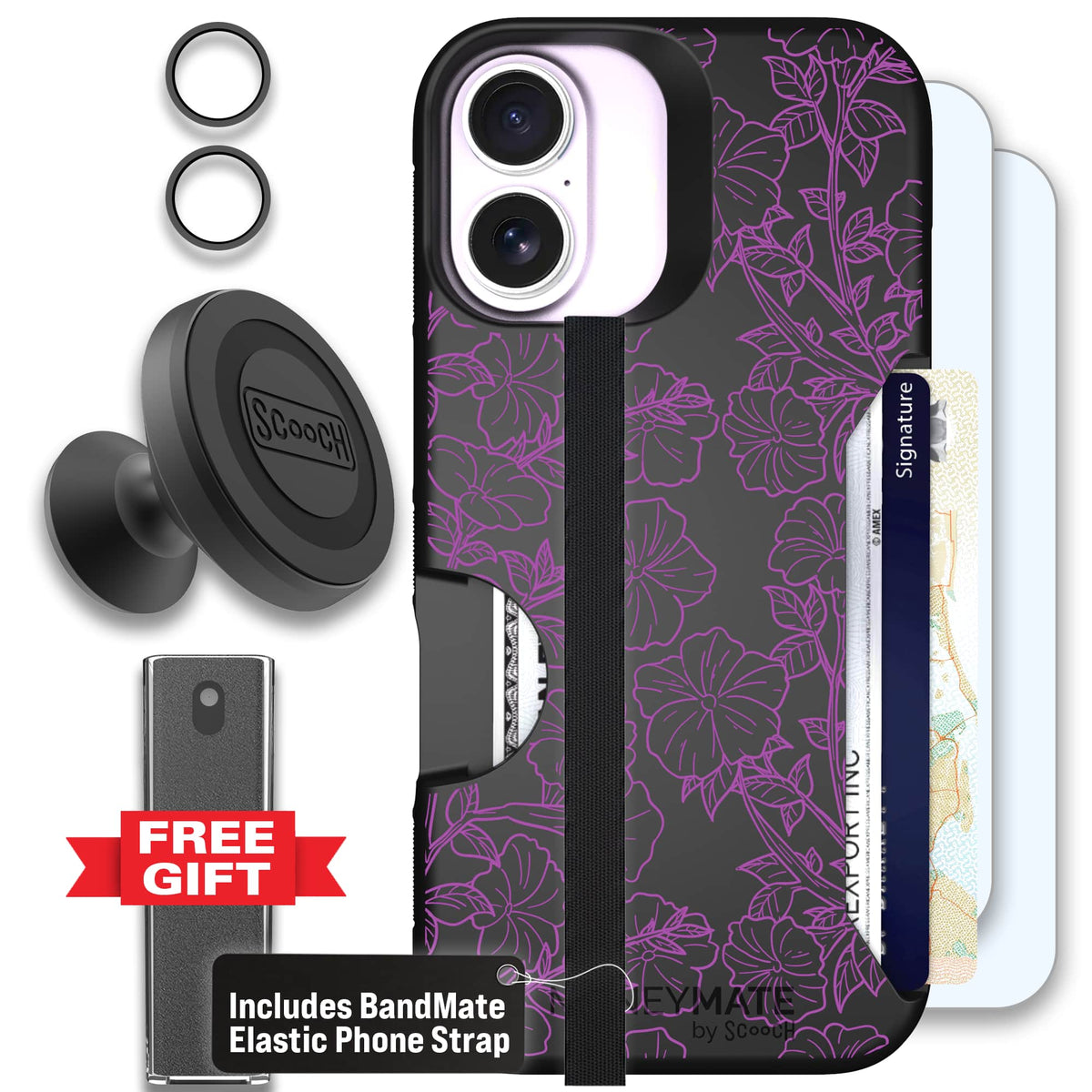 Moneymate - iPhone 17 - Purple Petunias - Defender Bundle