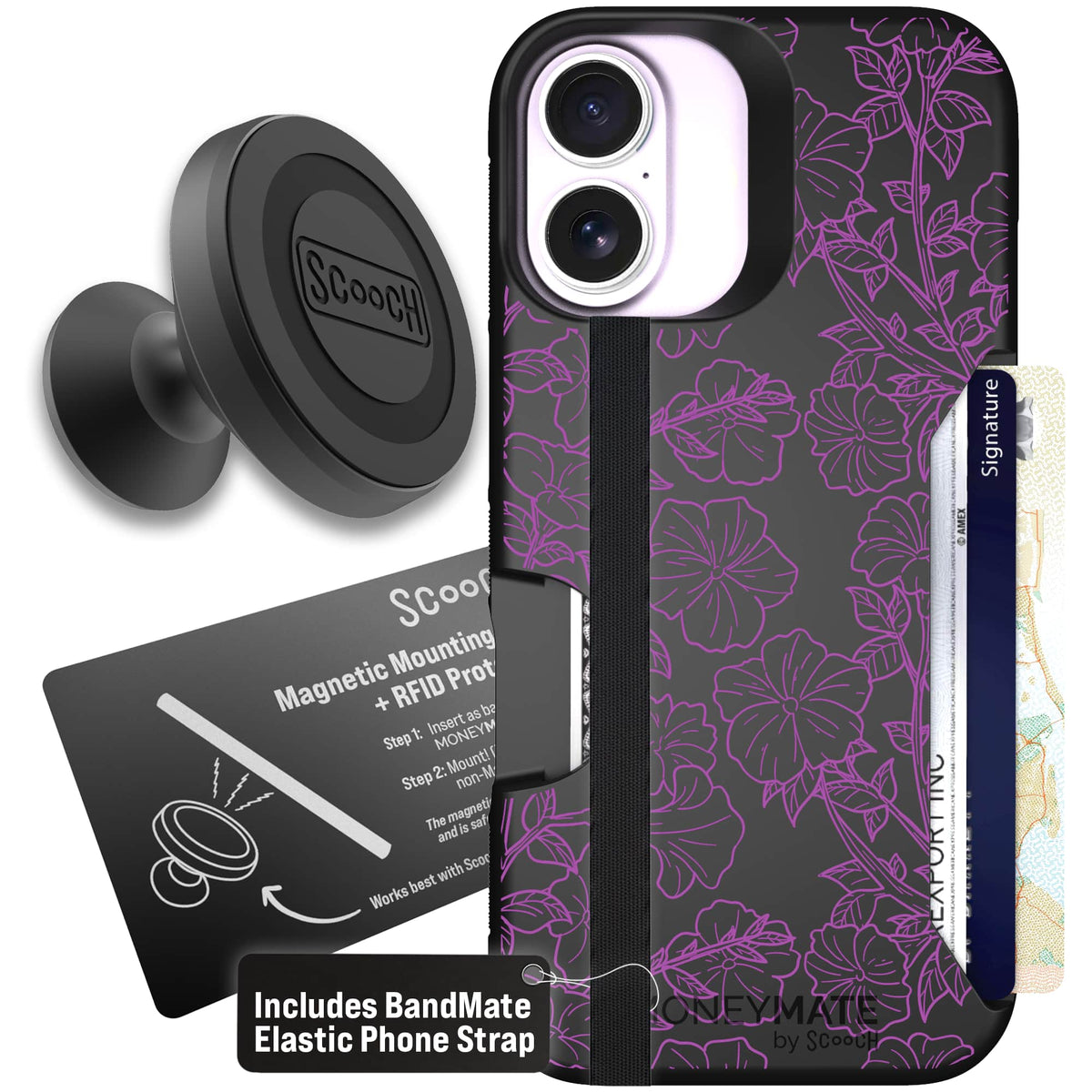 Moneymate - iPhone 17 - Purple Petunias - Starter Bundle