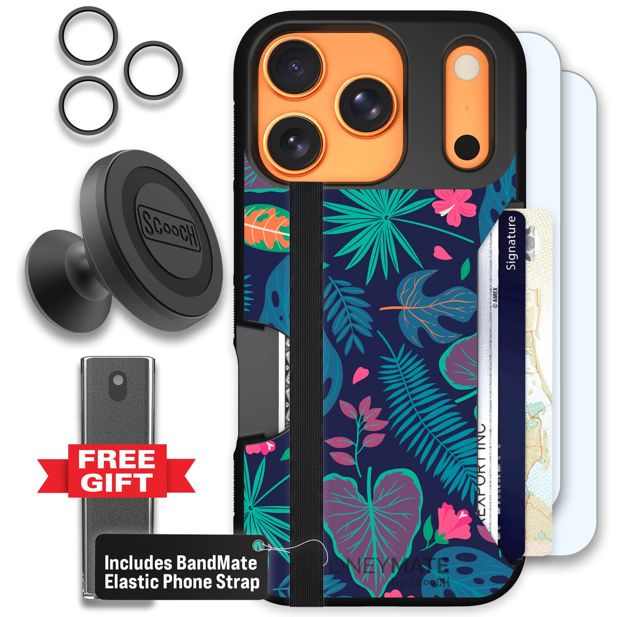 Moneymate - iPhone 17 Pro - Tropical Leaves - Defender Bundle