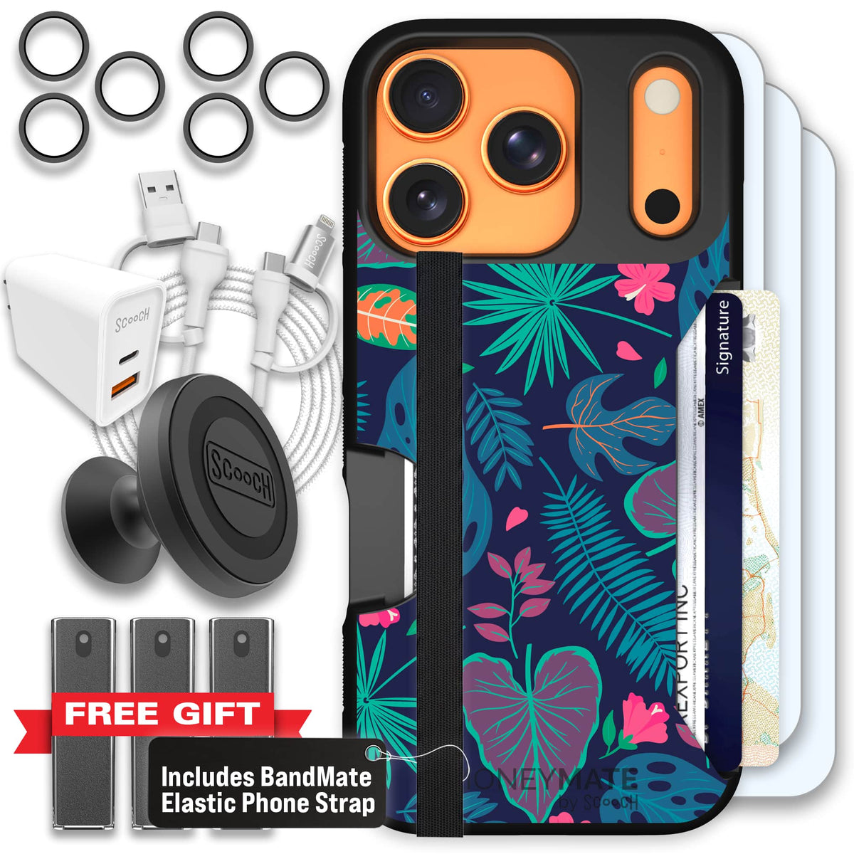 Moneymate - iPhone 17 Pro - Tropical Leaves - Ultimate Bundle