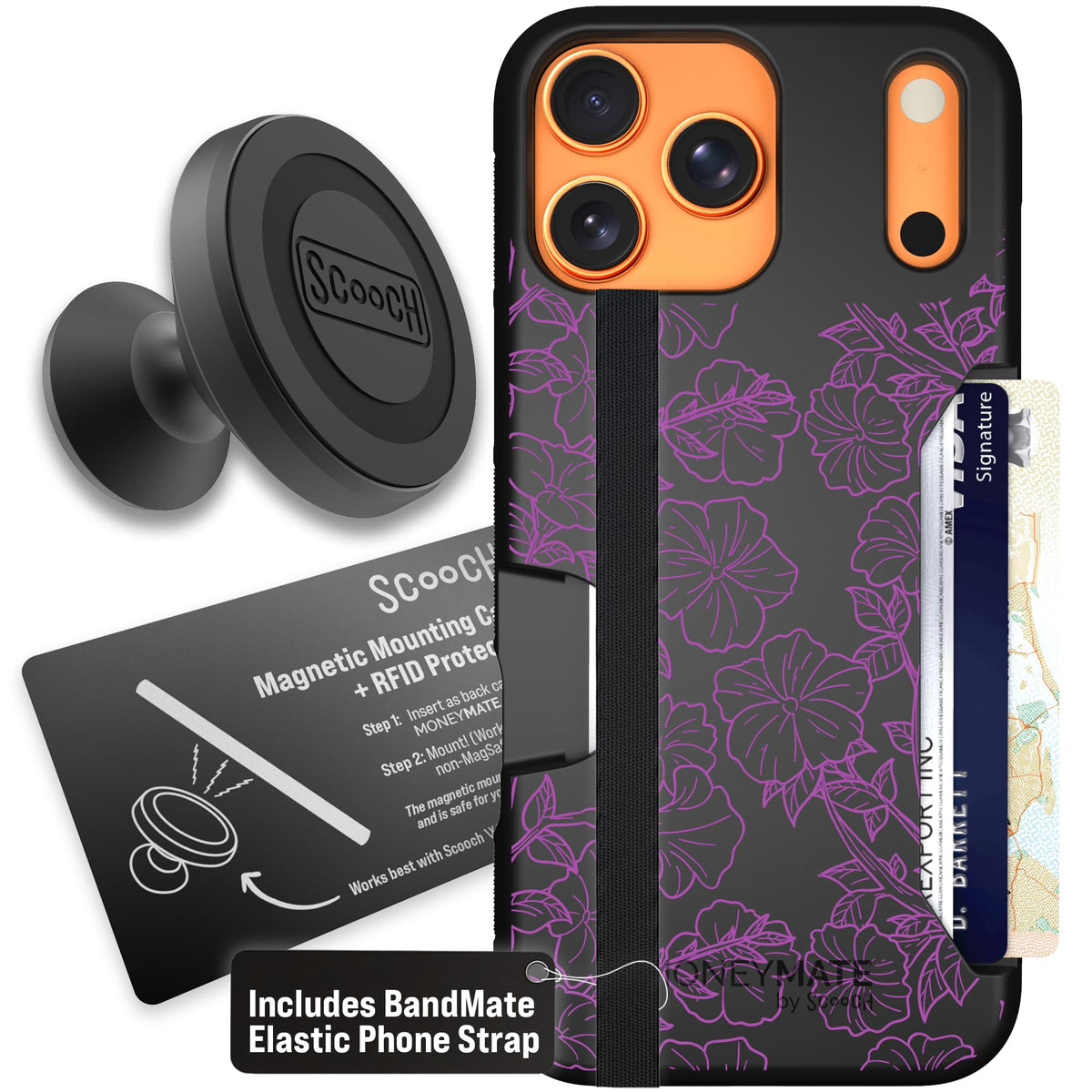 Moneymate - iPhone 17 Pro Max - Purple Petunias - Starter Bundle