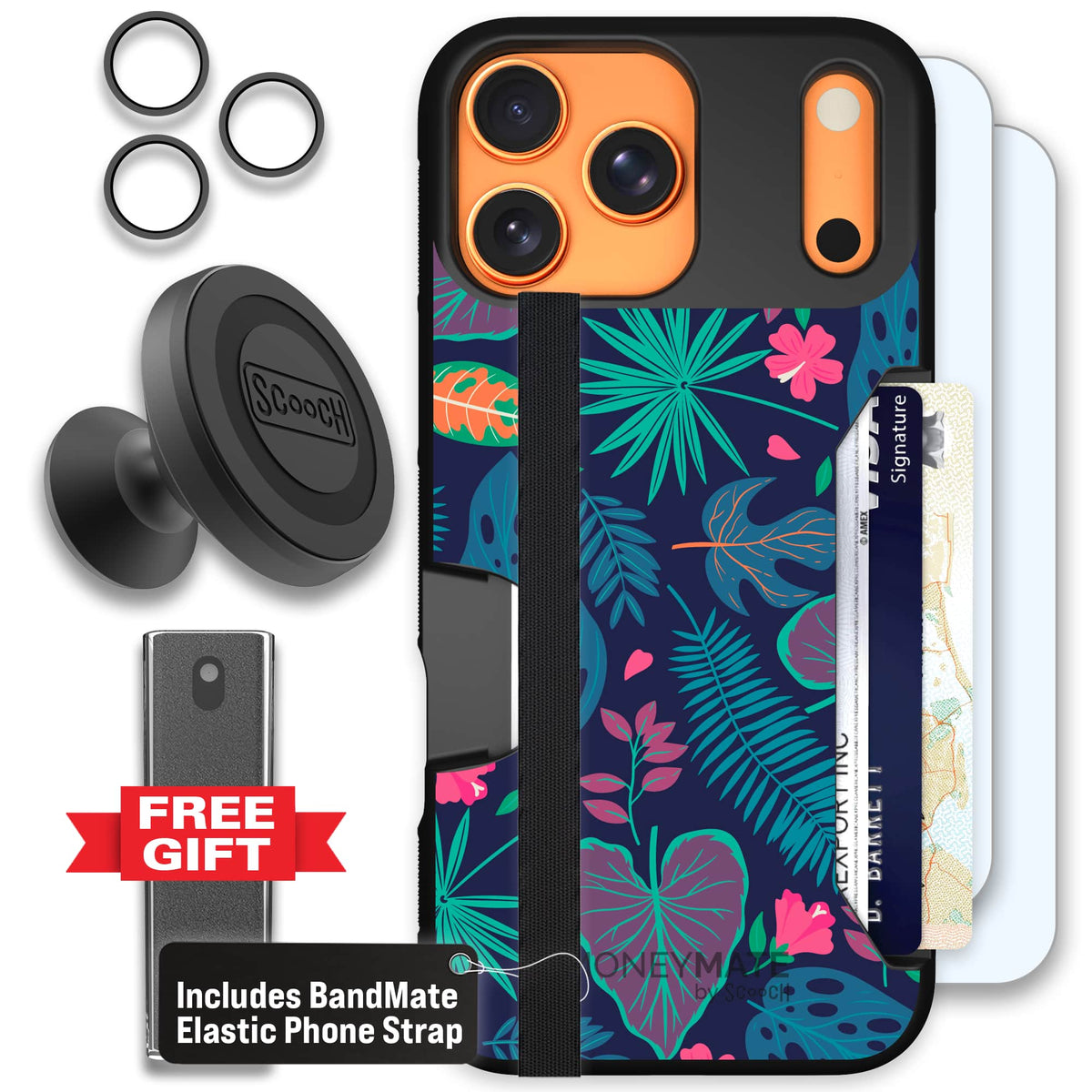 Moneymate - iPhone 17 Pro Max - Tropical Leaves - Defender Bundle