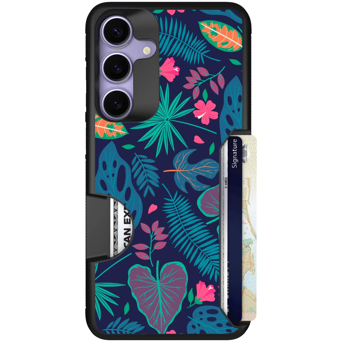 scoochzza Moneymate in Tropical Leaves | Slim Wallet Case with Card Holder - Galaxy S25+ Case Only