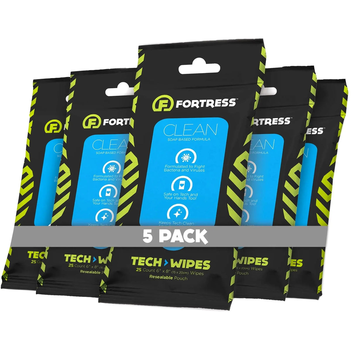 Fortress Tech Wipes (25 ct.) To-Go Disinfecting Wipes for Smartphones 5-PackYes scoochzza Clean