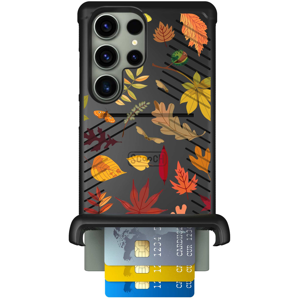 Autumn Leaves multicolored fall foliage pattern on a charcoal scoochzza Wingmate case for Galaxy S23 Ultra