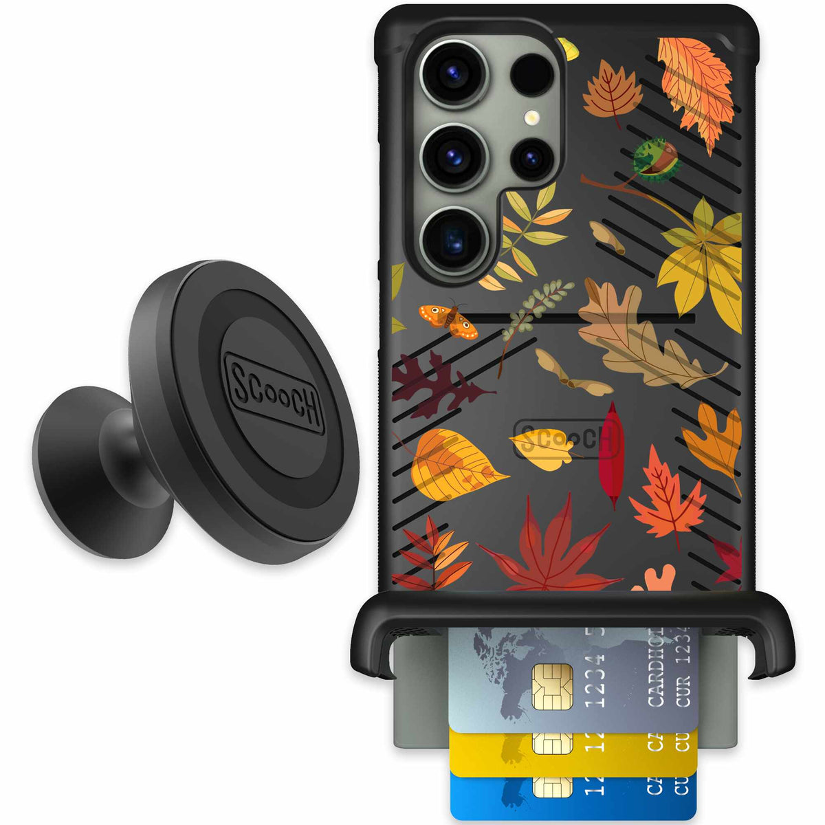 Autumn Leaves multicolored fall foliage pattern on a charcoal scoochzza Wingmate case for Galaxy S23 Ultra - Starter Bundle