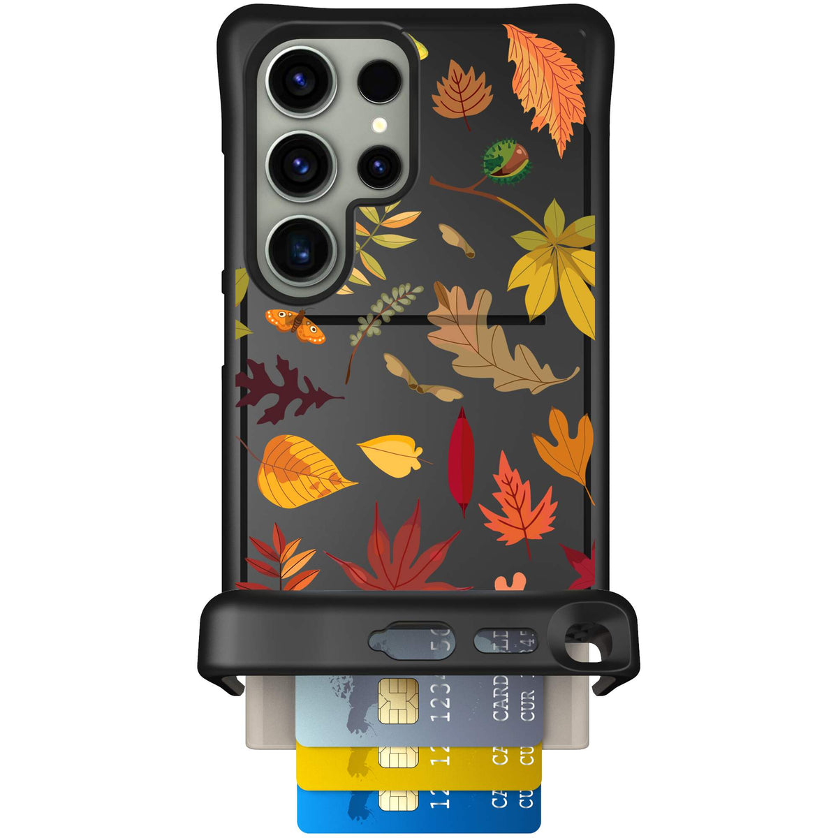 Autumn Leaves multicolored fall foliage pattern on a charcoal scoochzza Wingmate case for Galaxy S24 Ultra