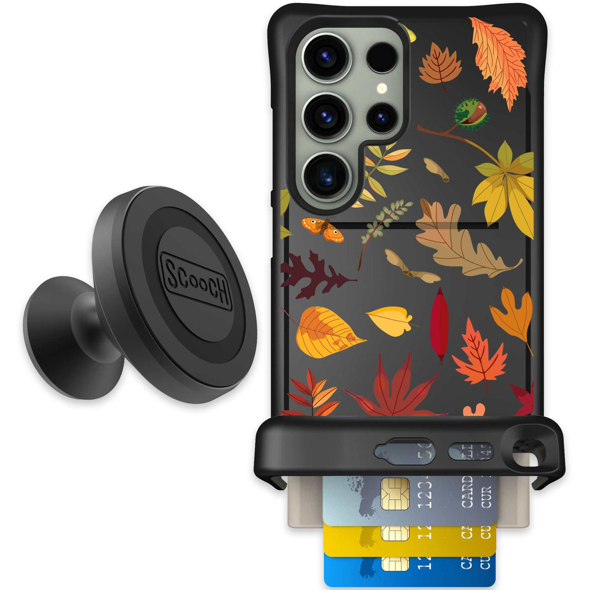 Autumn Leaves multicolored fall foliage pattern on a charcoal scoochzza Wingmate case for Galaxy S24 Ultra - Starter Bundle