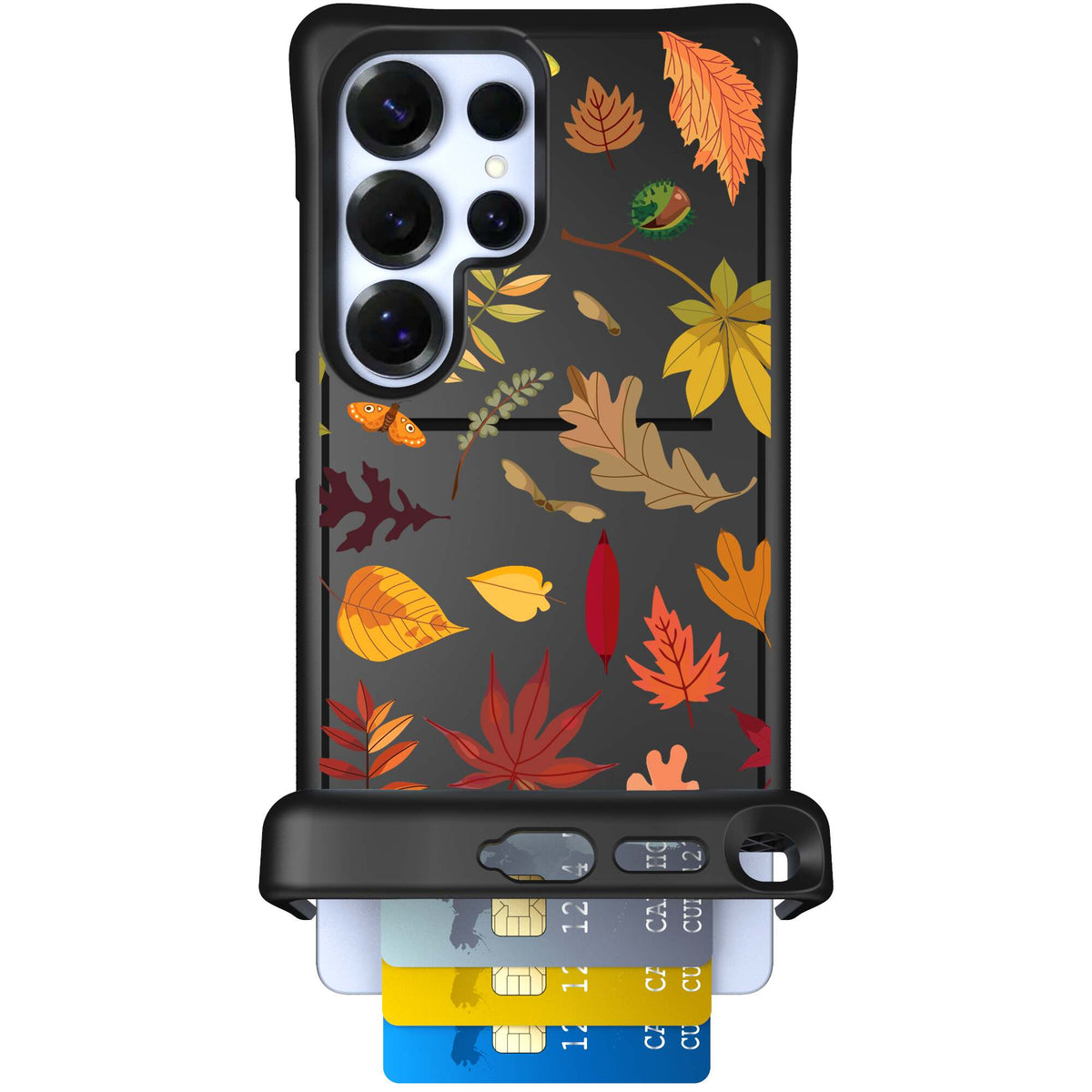 Autumn Leaves multicolored fall foliage pattern on a charcoal scoochzza Wingmate case for Galaxy S25 Ultra
