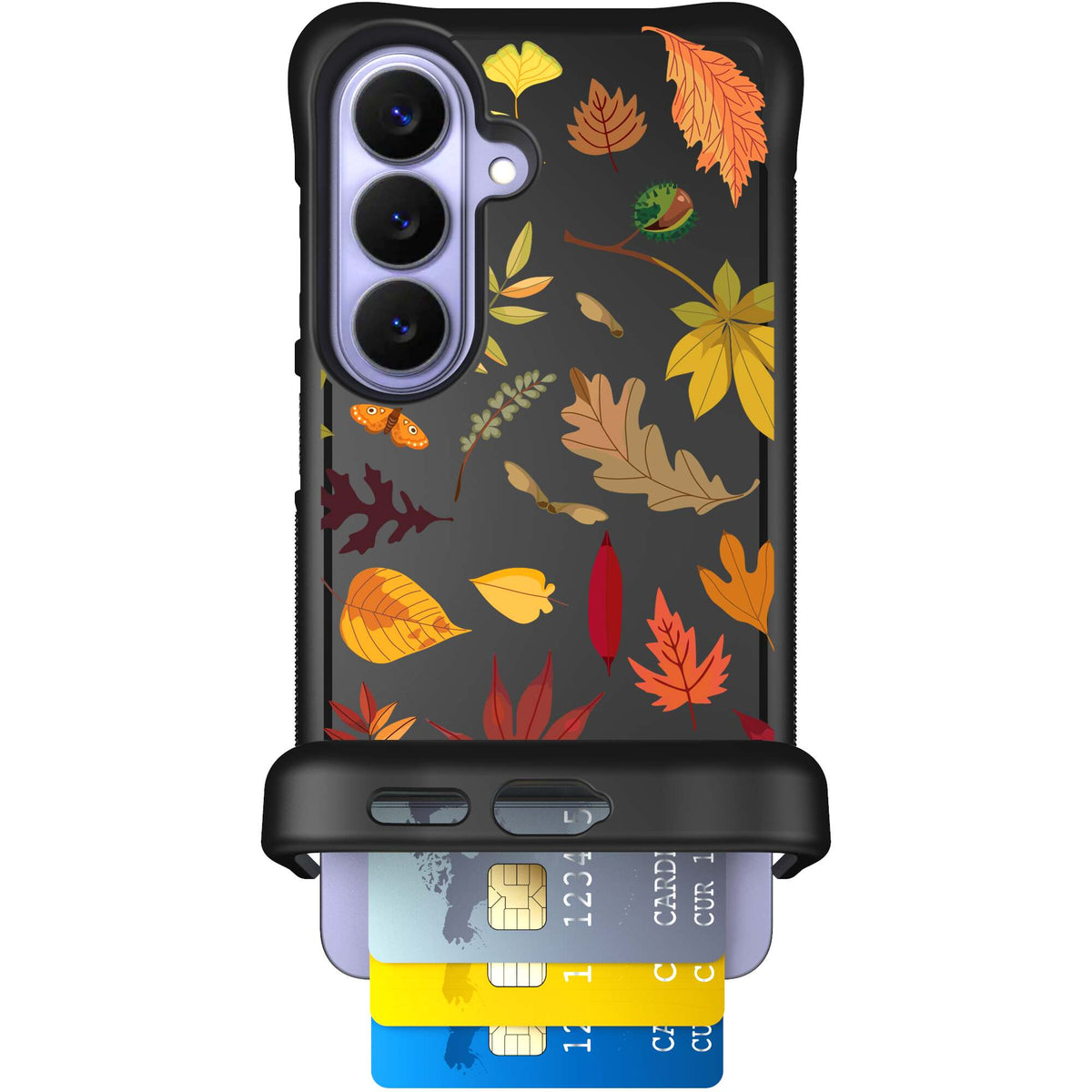 Autumn Leaves multicolored fall foliage pattern on a charcoal scoochzza Wingmate case for Galaxy S26