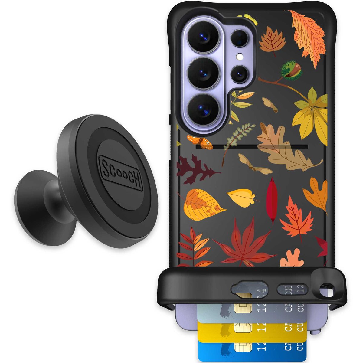 Autumn Leaves multicolored fall foliage pattern on a charcoal scoochzza Wingmate case for Galaxy S26 Ultra - Starter Bundle