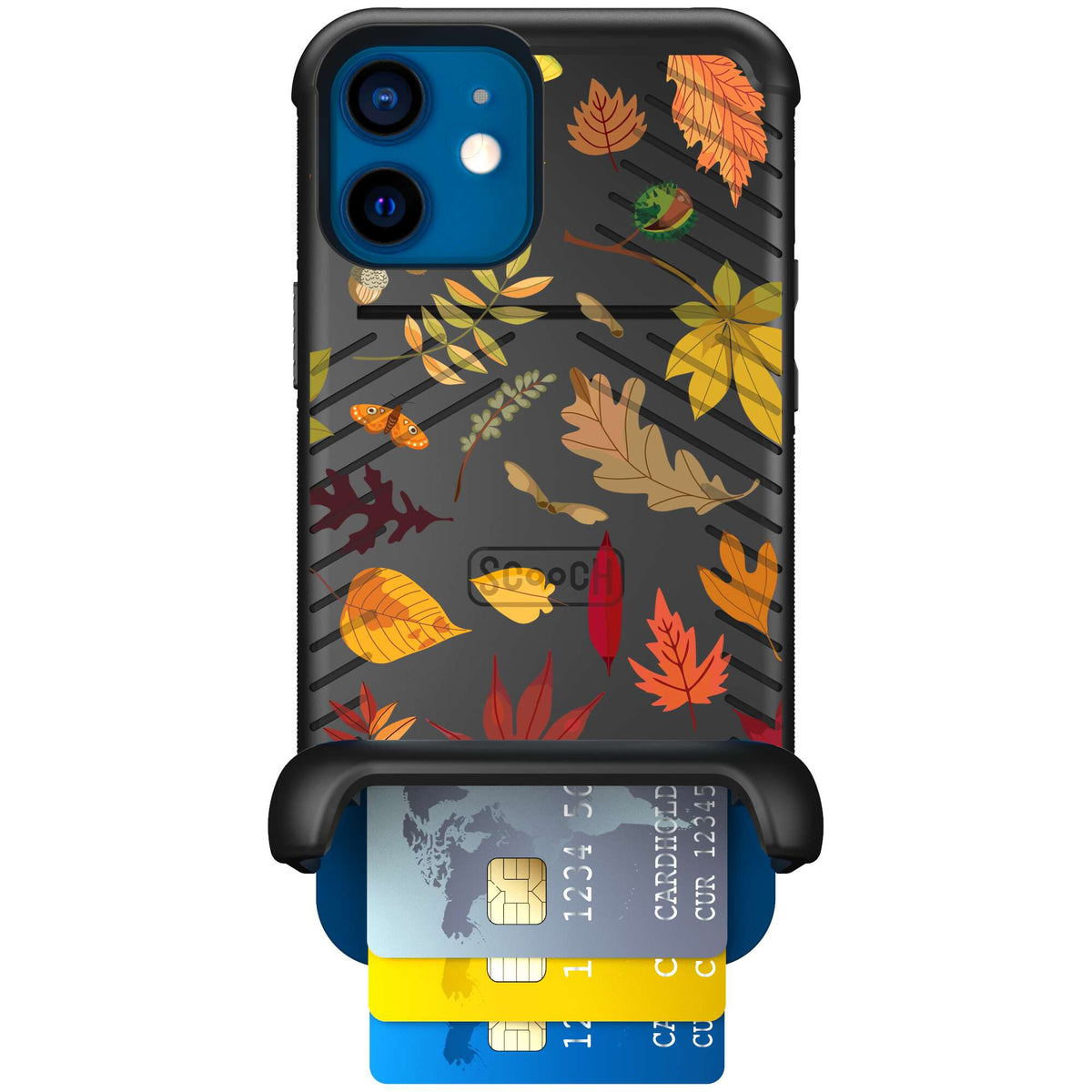 Autumn Leaves multicolored fall foliage pattern on a charcoal scoochzza Wingmate case for iPhone 12