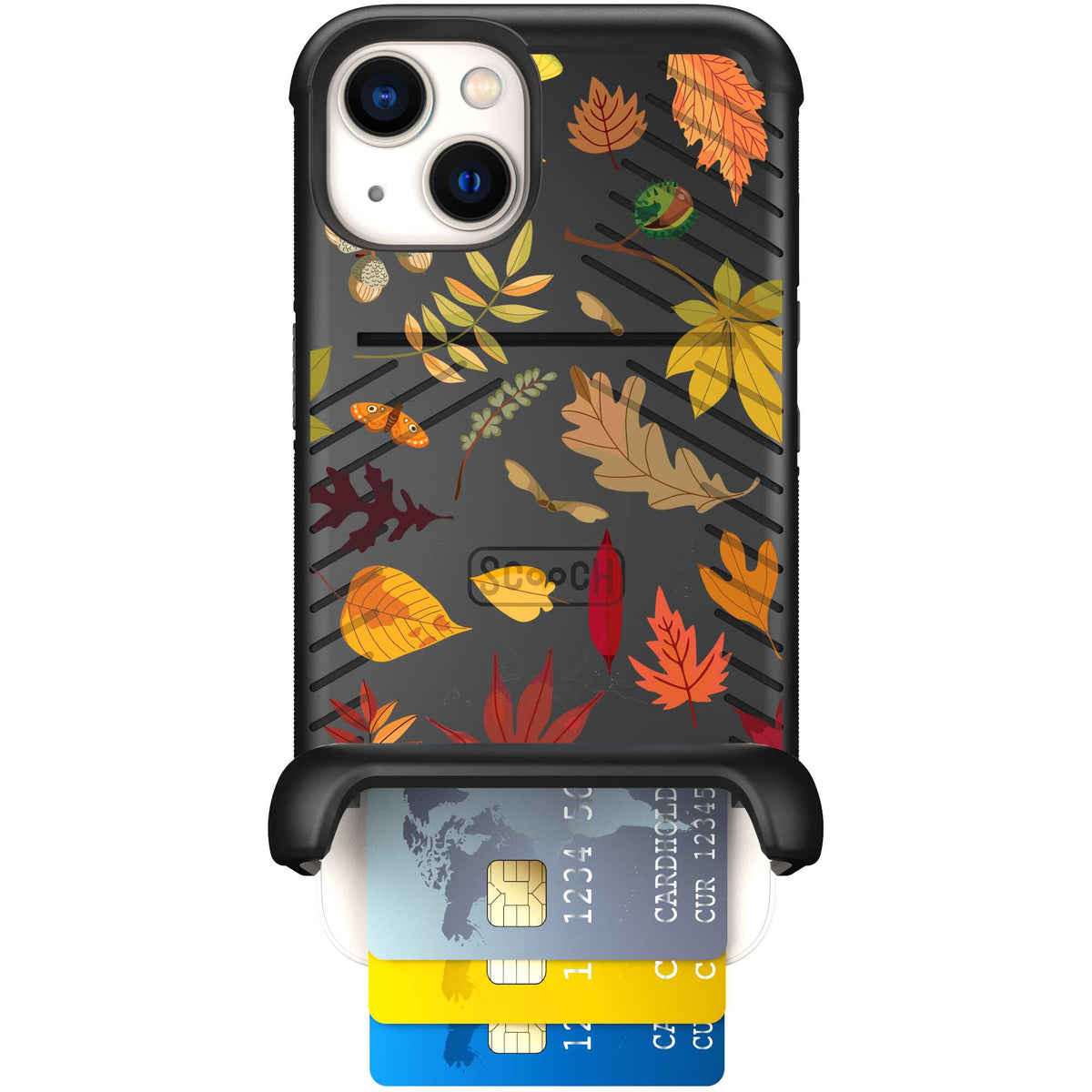 Autumn Leaves multicolored fall foliage pattern on a charcoal scoochzza Wingmate case for iPhone 13