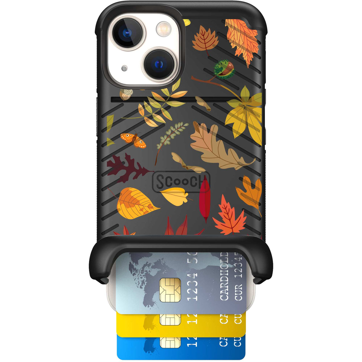 Autumn Leaves multicolored fall foliage pattern on a charcoal scoochzza Wingmate case for iPhone 13 mini