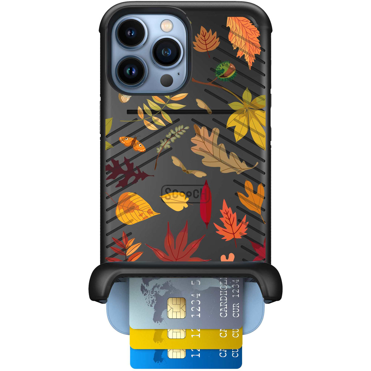 Autumn Leaves multicolored fall foliage pattern on a charcoal scoochzza Wingmate case for iPhone 13 Pro Max
