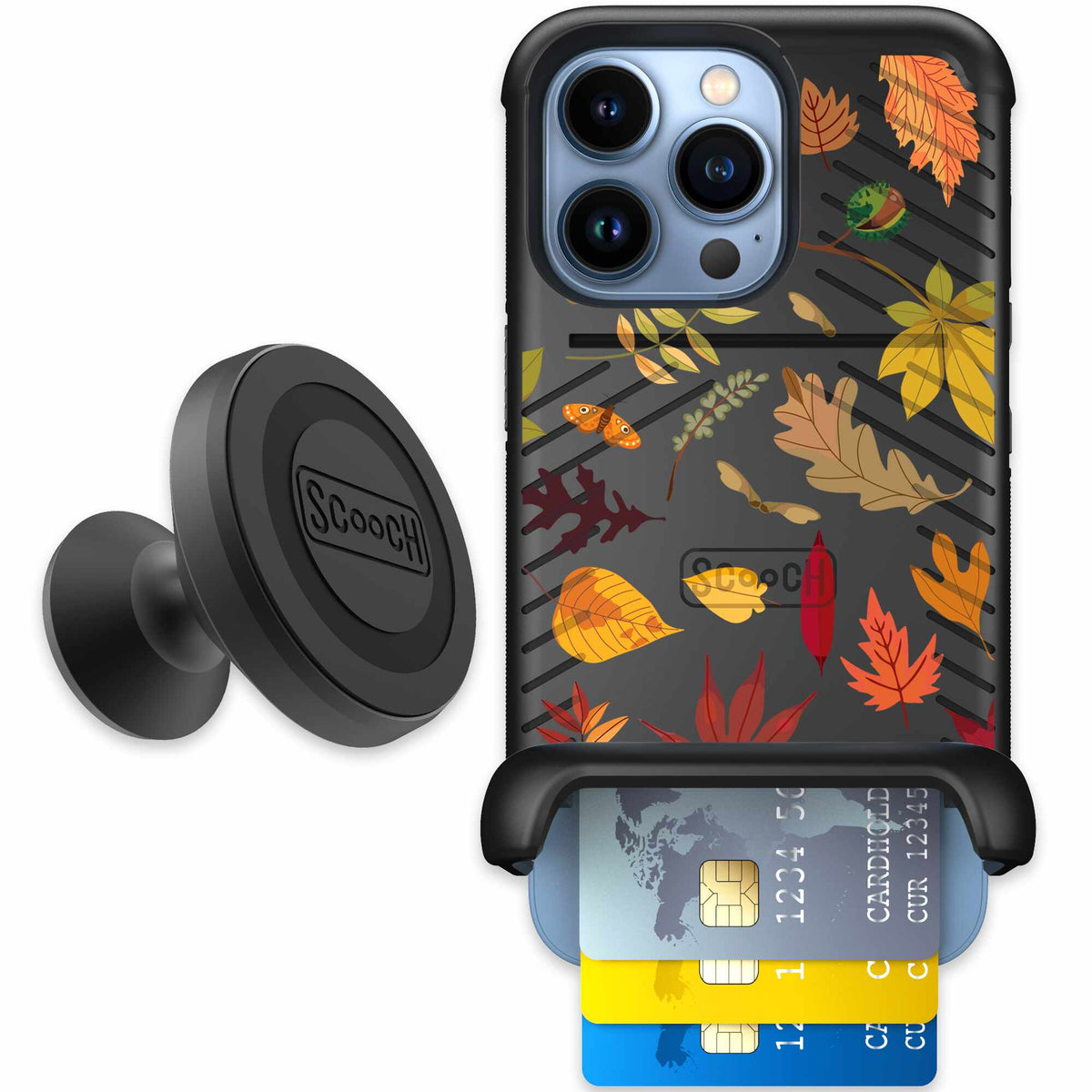 Autumn Leaves multicolored fall foliage pattern on a charcoal scoochzza Wingmate case for iPhone 13 Pro - Starter Bundle