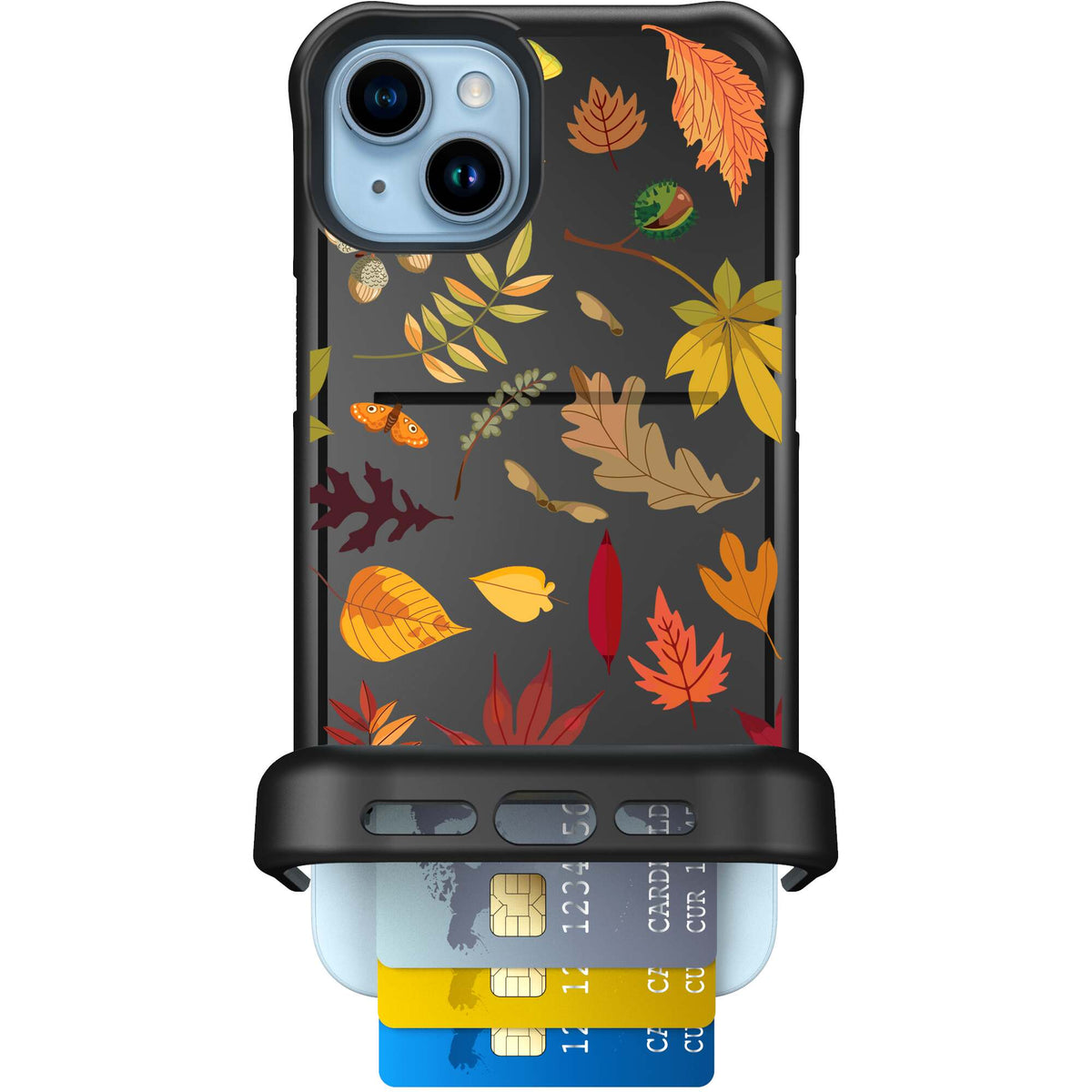 Autumn Leaves multicolored fall foliage pattern on a charcoal scoochzza Wingmate case for iPhone 15 Plus