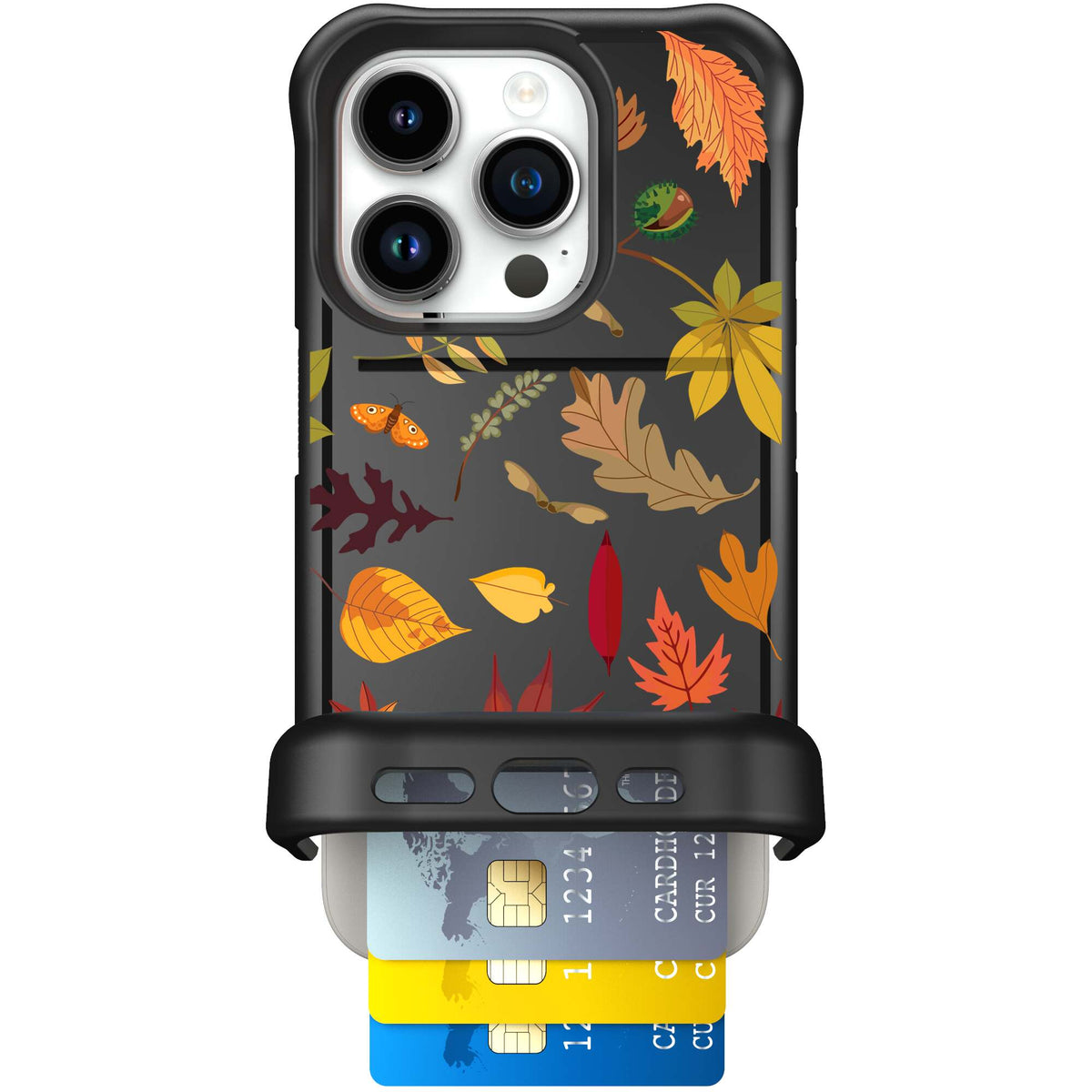Autumn Leaves multicolored fall foliage pattern on a charcoal scoochzza Wingmate case for iPhone 15 Pro