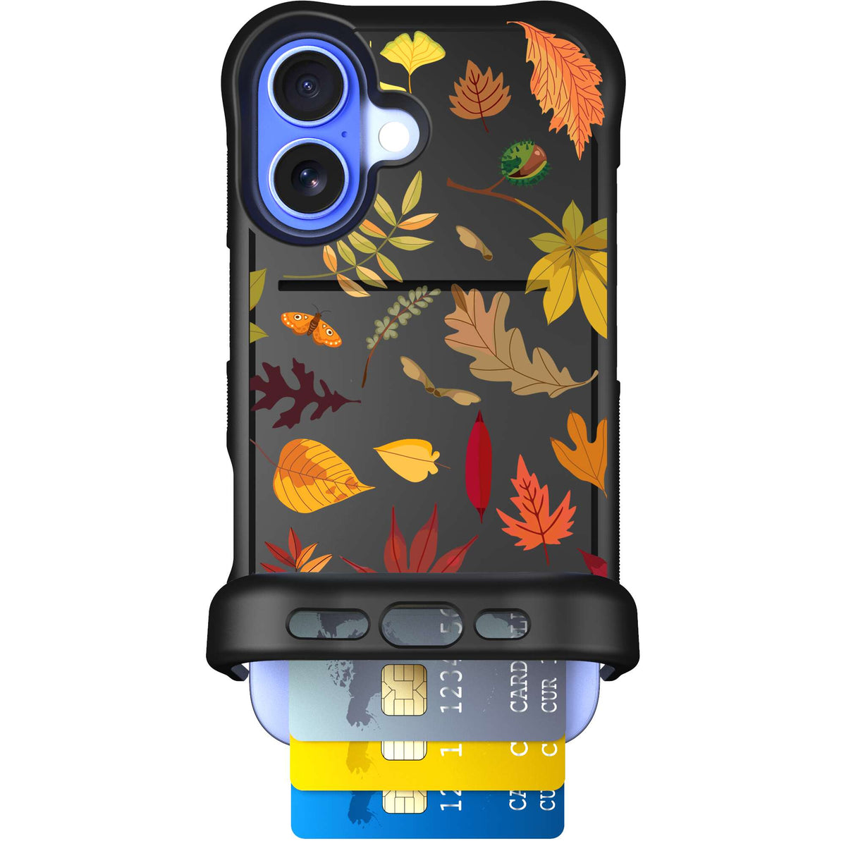 Autumn Leaves multicolored fall foliage pattern on a charcoal scoochzza Wingmate case for iPhone 16