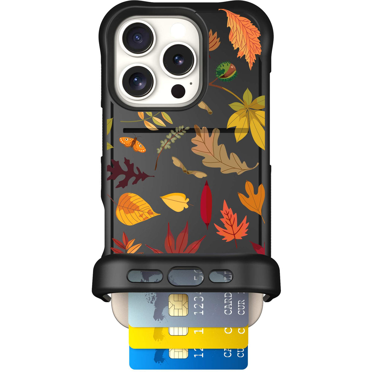Autumn Leaves multicolored fall foliage pattern on a charcoal scoochzza Wingmate case for iPhone 16 Pro