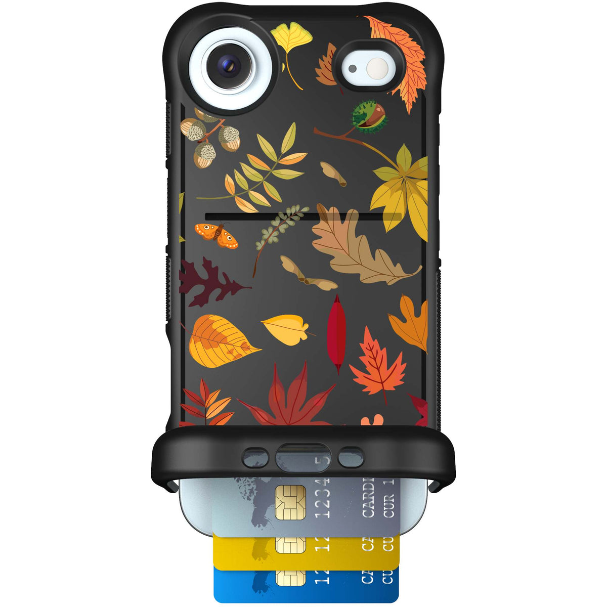 Autumn Leaves multicolored fall foliage pattern on a charcoal scoochzza Wingmate case for iPhone Air