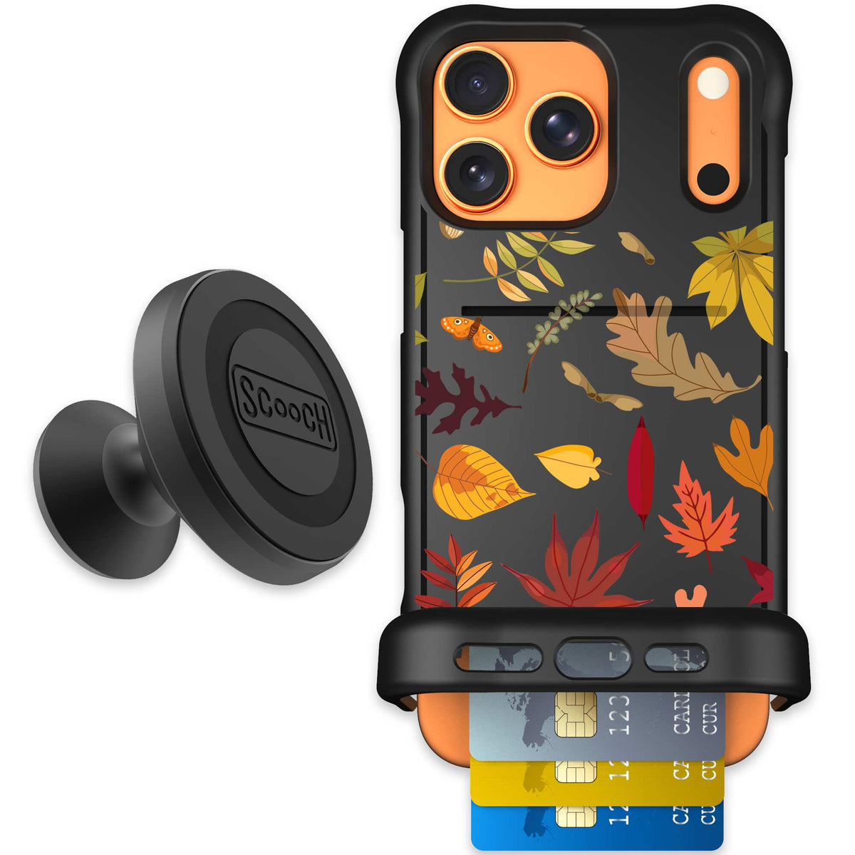 Autumn Leaves multicolored fall foliage pattern on a charcoal scoochzza Wingmate case for iPhone 17 Pro Max - Starter Bundle