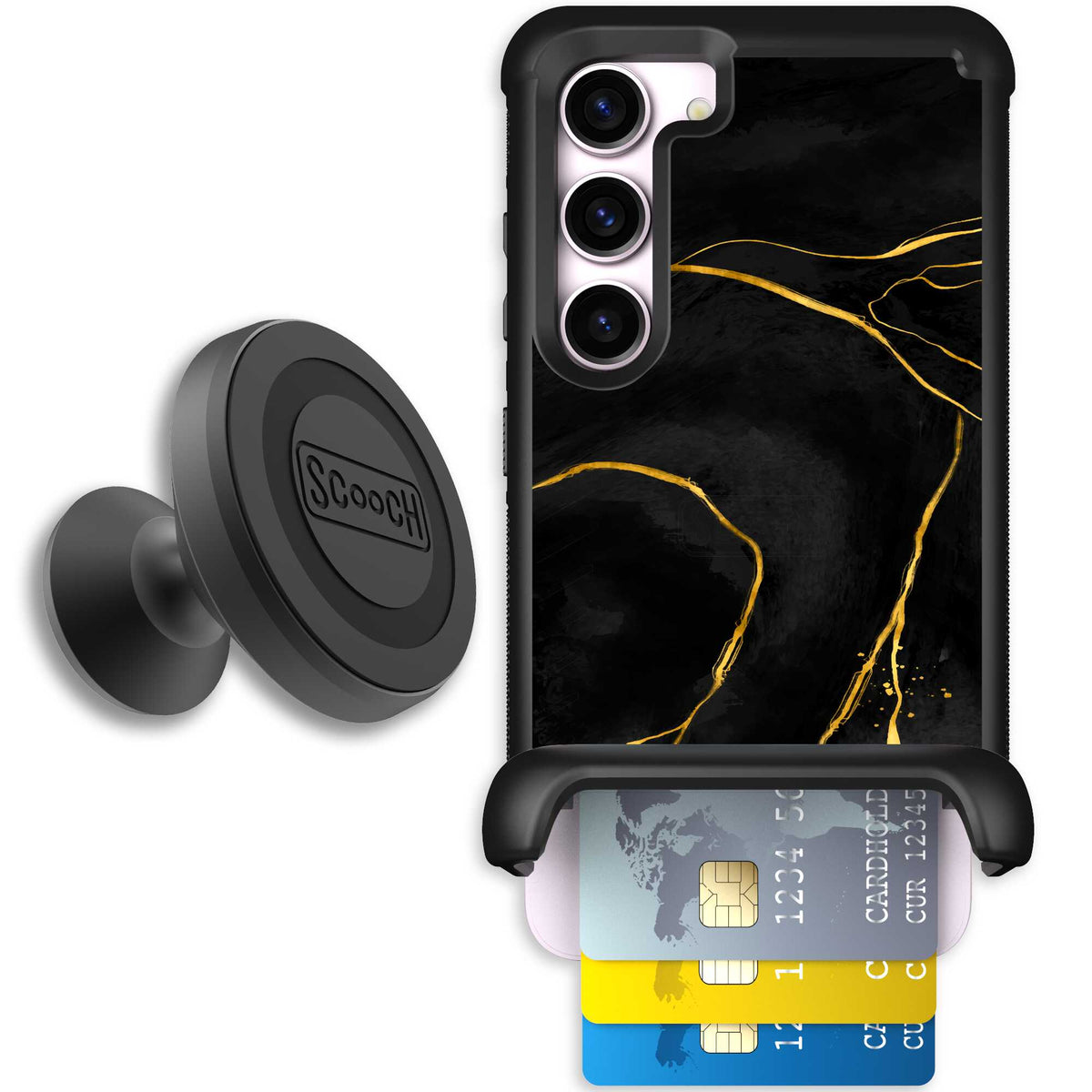 Wingmate Black Marble for Galaxy S23 - Starter Bundle