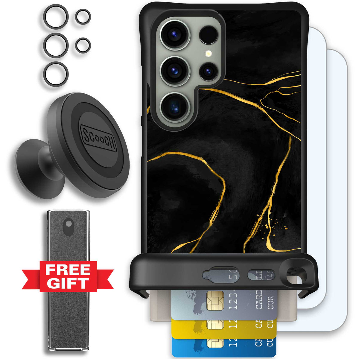 Wingmate Black Marble for Galaxy S24 Ultra - Defender Bundle