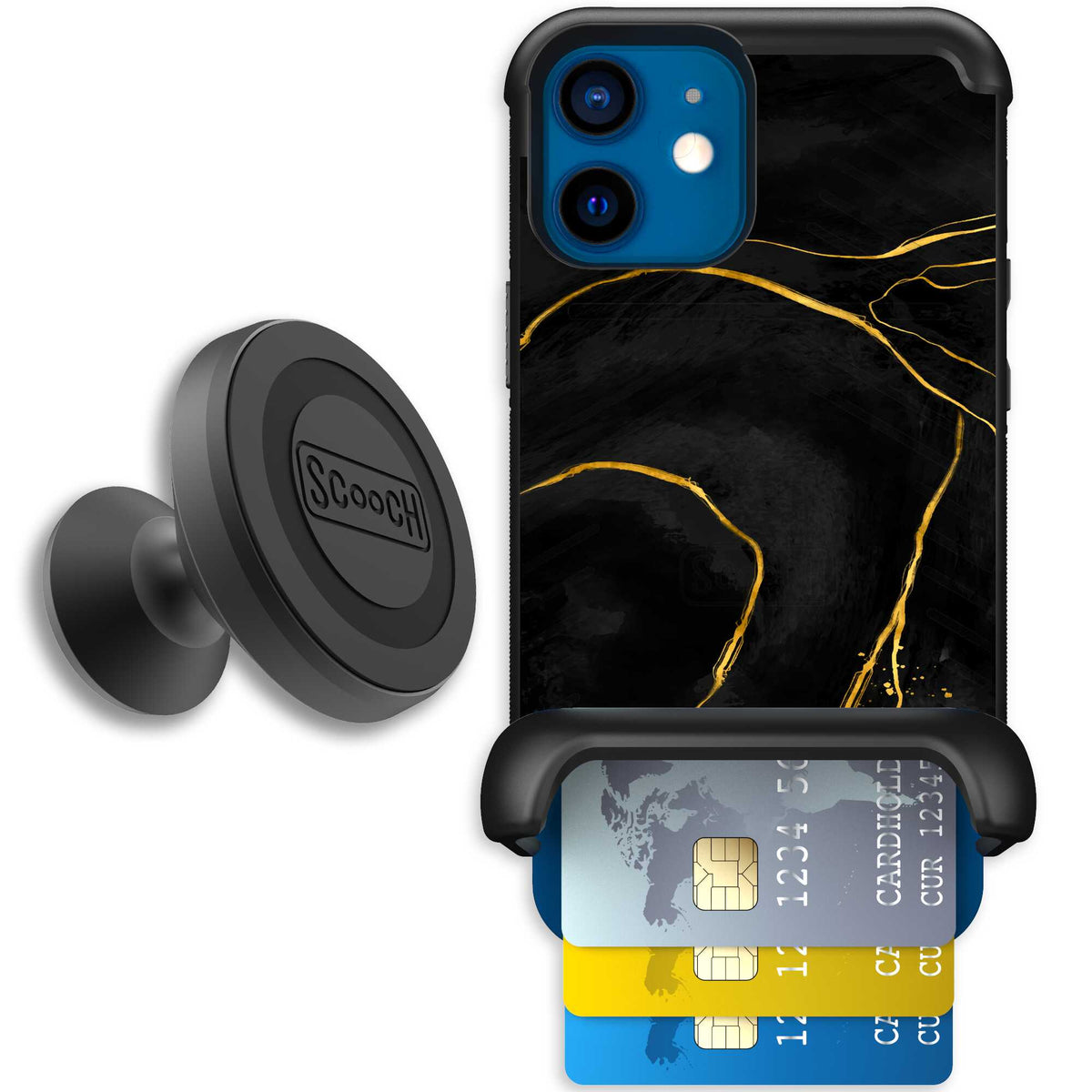 Wingmate Black Marble for iPhone 12 mini - Starter Bundle