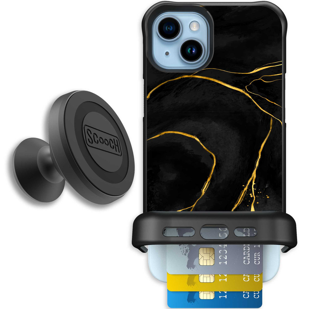 Wingmate Black Marble for iPhone 15 Plus - Starter Bundle