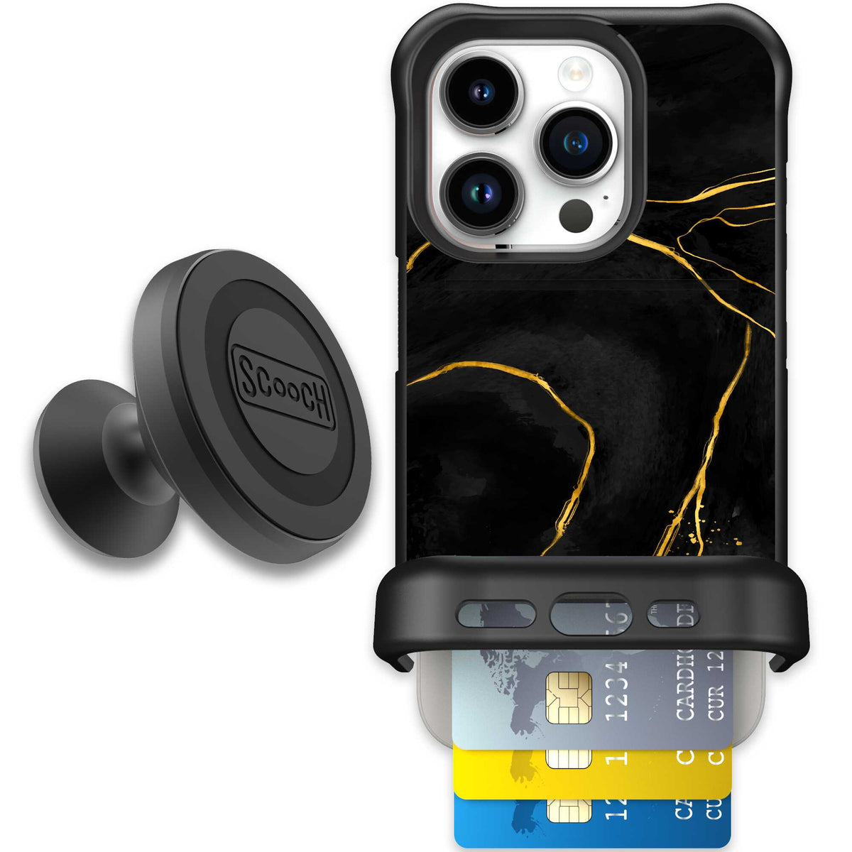 Wingmate Black Marble for iPhone 15 Pro - Starter Bundle